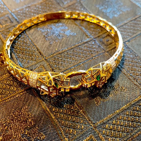 Double head panther bangle bracelet - Picture 2 of 11